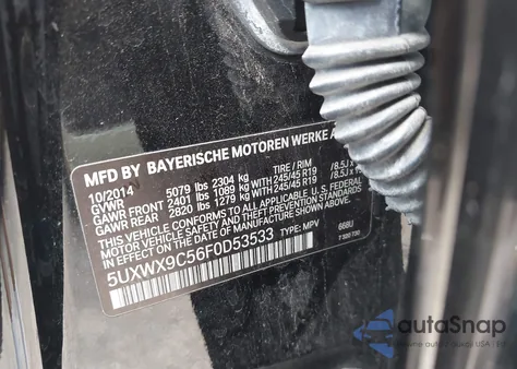 2015 BMW X3 xDrive28I z USA, uszkodzony, nr VIN 5UXWX9C56F0D53533